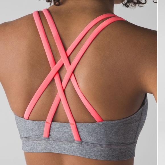 Lululemon Energy Bra Heathered Slate Grapefruit SZ 4 - Picture 5 of 11